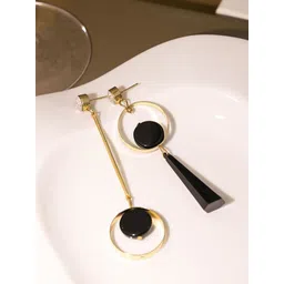 DESTINY JEWELS Gold-Plated Artificial Stones Studded Circular Drop Earrings-picture-25