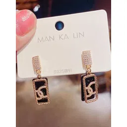 DESTINY JEWELS Gold-Plated Artificial Stones Studded Geomatric Shaped Drop Earrings-picture-34