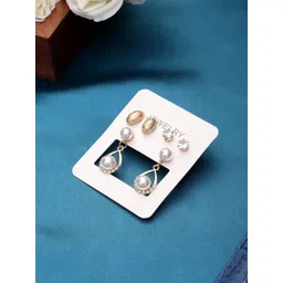 DESTINY JEWELS Gold Plated CZ Geometric Studs image 3