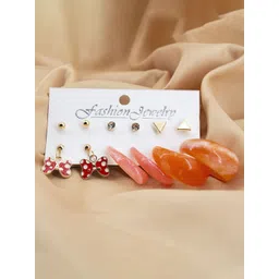 DESTINY JEWELS Gold Plated CZ Studded Geometric Studs-picture-10