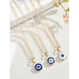 DESTINY JEWELS Gold-Plated Evil Eye Circular Pendant With Chain-picture-12