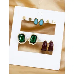 DESTINY JEWELS Set Of 6 Gold-Plated Triangular Shaped Studs-picture-24