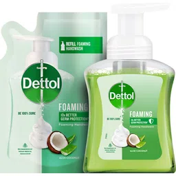 dettol Foaming Handwash Pump + Refill Combo, Aloe Coconut (250ml + 200ml) Hand Wash-picture-23
