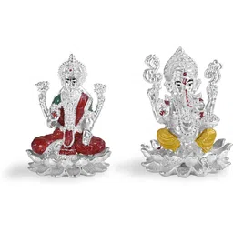 devanix Decorative Silver Platted Lakshmi Ganesh Showpiece Ideal for Home & Office Decor Decorative Showpiece-10 cm-picture-12