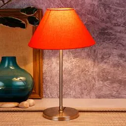 devansh Alistair Orange Fabric Shade Table Lamp with Steel Steel Base-picture-31