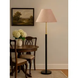Devansh Beige & Black Frustum Wooden Floor Lamp-picture-35