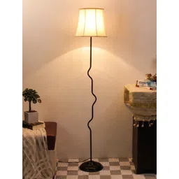 Devansh Beige & Black Solid Traditional Club Lamp with Shade-picture-37