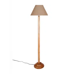 Devansh Beige & Brown Conical Shade Wood Base Floor Lamps-picture-25