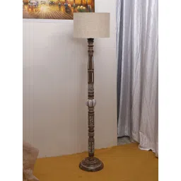 Devansh Beige & Brown Drum Wooden Floor Lamps-picture-34