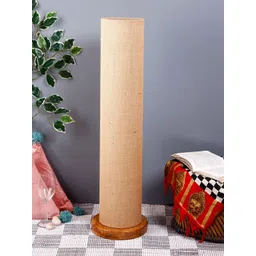 Devansh Beige & Brown Solid Traditional Cylindrical Column Lamp-picture-23