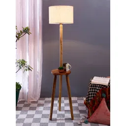 Devansh Beige & Brown Solid Traditional Shelf Lamp with Shade-picture-20