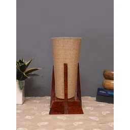 Devansh Beige & Brown Textured Wooden Table Lamp With Jute Shade-picture-35