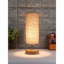 Devansh Beige & Brown Wood Table Lamp With Jute Shade-image-20