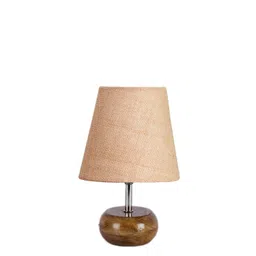 Devansh Beige & Brown Wooden Contemporary Table Lamp image 2