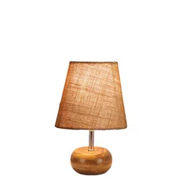 Devansh Beige & Brown Wooden Contemporary Table Lamp image 5