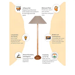 Devansh Beige & Brown Wooden Frustum Shaped FloorLampsWithShade-picture-17