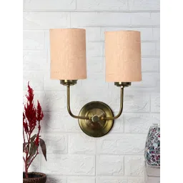 Devansh Beige & Gold-toned Abstract Printed Metal Cylinder Shaped Wall Lamp-picture-25