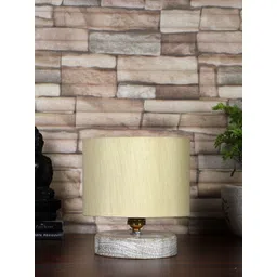 Devansh Beige & White Textured Bamboo Table Lamp With Wood Base-image-36