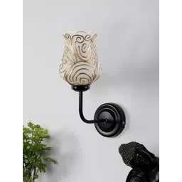 Devansh Beige & Yellow Mosaic Glass Shade Wall Mounted Lamp with Iron Base-image-13