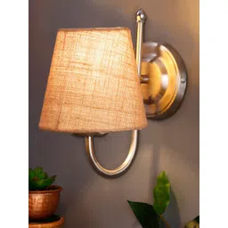 Devansh Beige Jute Conical Wall Mounted Lamp With Steel Base-picture-10