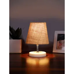Devansh Beige Jute Round Wooden white Table Lamp-image-13