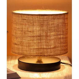Devansh Beige Jute Shade Lamp with Black Wood Base-image-32