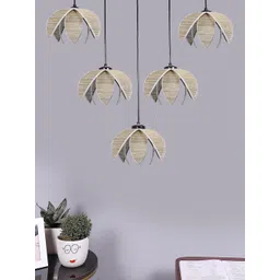 Devansh Beige Rose Bamboo Quintuple Hanging Lamp-picture-24