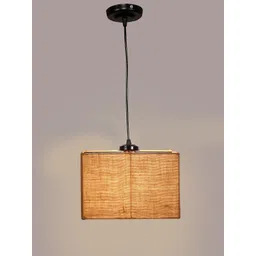 Devansh Beige Square Jute & Iron Ceiling Lamp image 2