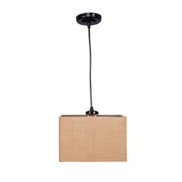 Devansh Beige Square Jute & Iron Ceiling Lamp image 3