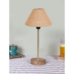 Devansh Beige Textured Frustum Wooden Contemporary Table Lamp-picture-39