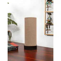 Devansh Beige Textured Wood Contemporary Cylindrical Shaped Table Lamp-image-21