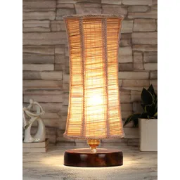 Devansh Beige Textured  Wood Table Lamp-image-18