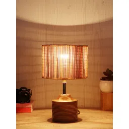 Devansh Beige Wood Table Lamp with Bamboo Shade-image-14