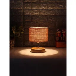 Devansh Beige Wood Table Lamp With Beige Jute Shade-image-17