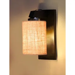 Devansh Beige Wood Traditional Cylinder Shaped Wall Lamp-image-8