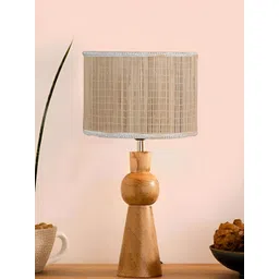 Devansh Beige Wood Traditional Cylindrical Shaped Table Lamp-image-6
