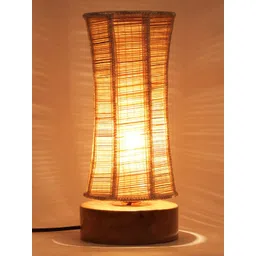 Devansh Beige Wooden Table Lamp with Damru Bamboo Shade-picture-23