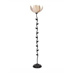 Devansh Black & Beige Abstract Rose Leaf Floor Lamp-picture-15