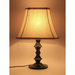 Devansh Black & Beige Iron Frustum Table Lamp With Iron Black Base-image-45