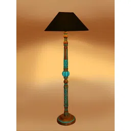 Devansh Black & Brown Floor Lamp With Wooden Base-picture-31