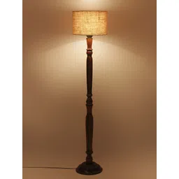 Devansh Black & Brown Wooden Floor Lamp-image-24