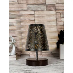 Devansh Black & Brown Wooden Printed Contemporary Table Lamp-picture-11