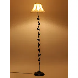Devansh Black & Off White Abstract Cotton Pleated Leaf Floor Lamp-picture-41