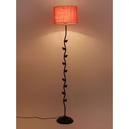 Devansh Black & Pink Jute Floor Lamp With Shade-picture-21