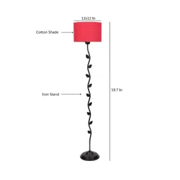 Devansh Black & Red Abstract Cotton Drum Leaf Floor Lamp-picture-45