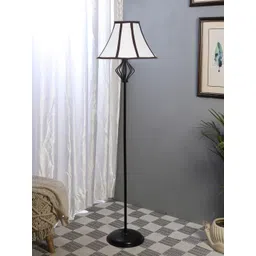 Devansh Black & White Cotton Iron Floor Lamp-picture-20