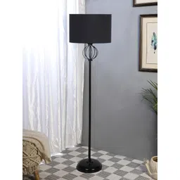 Devansh Black Cotton & Iron Cylinder Shaped Floor Lamp-image-20
