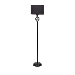 Devansh Black Cotton Drum Iron Floor Lamp image 2