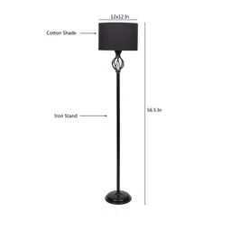 Devansh Black Cotton Drum Iron Floor Lamp image 5