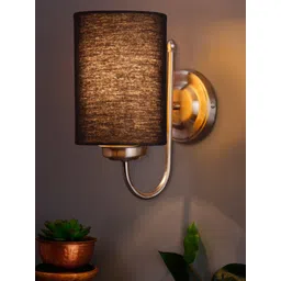 Devansh Black Cotton Wall Mounted Wall Lamps with Steel Base image 1